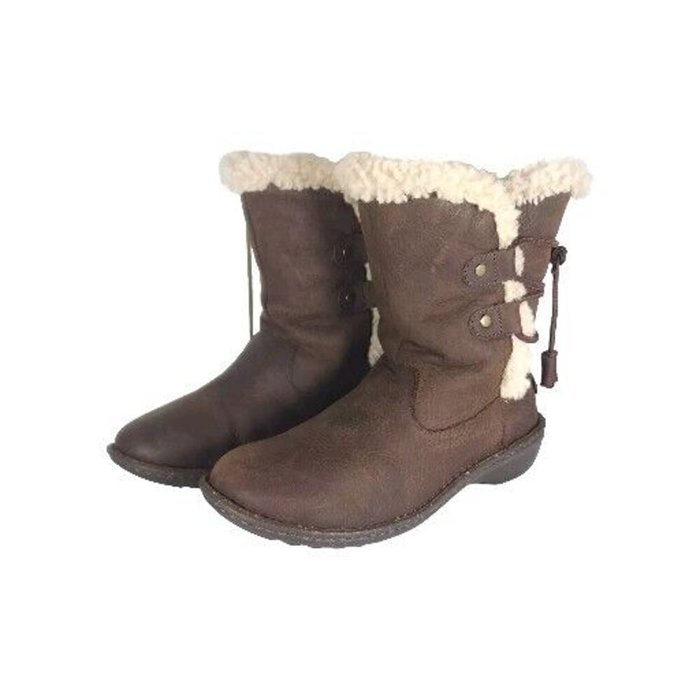 UGG Women's Akadia US 8 Brown Leather Shearling Lined Lace Up Winter Boots